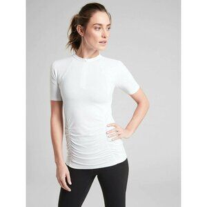 Athleta Pacifica Contoured Fitted‎ Tee 1/4 ZIP (404822) White - 1X